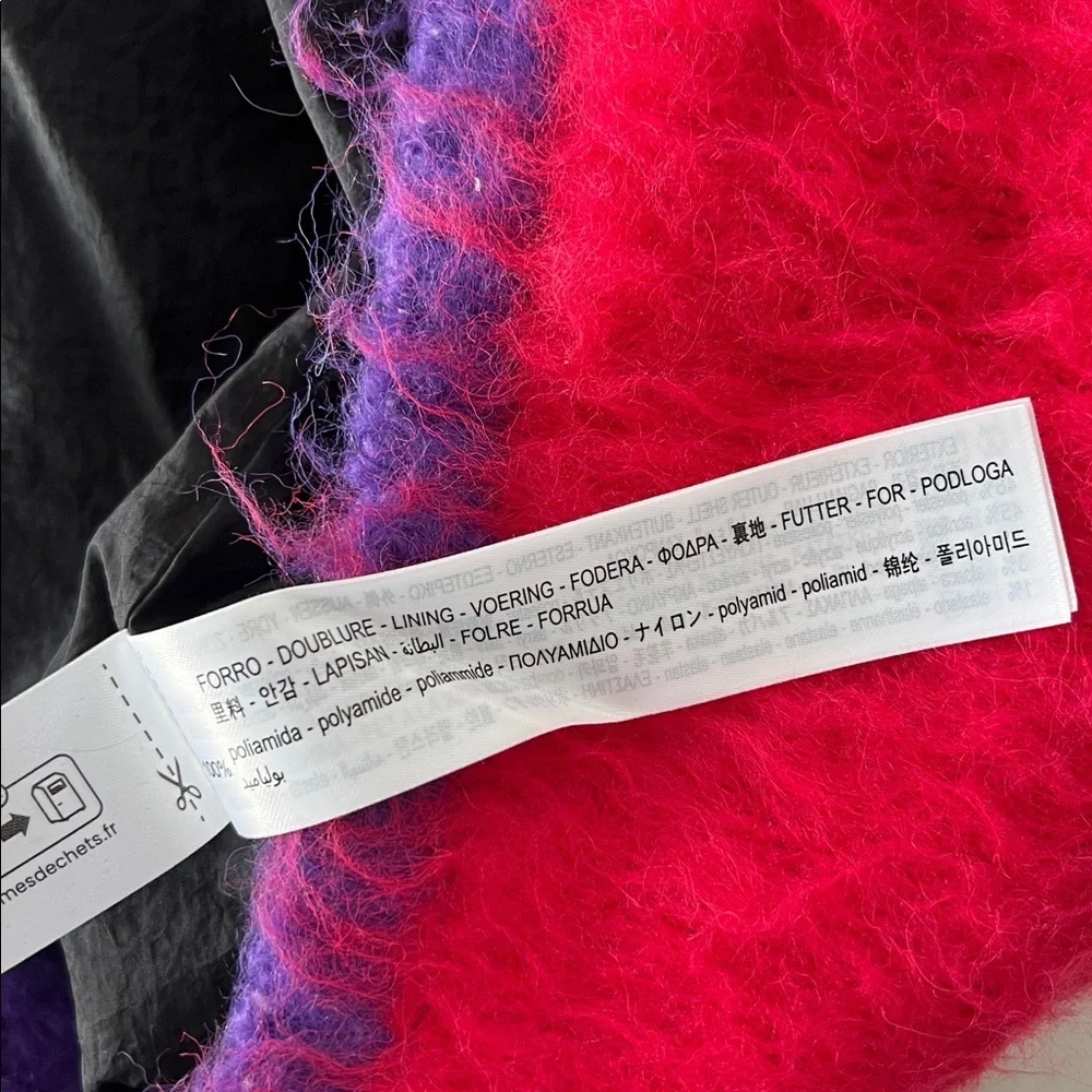 ZARA Brushed Fuzzy Finish Knit Open Cardigan Abstract Unique Purple Red L